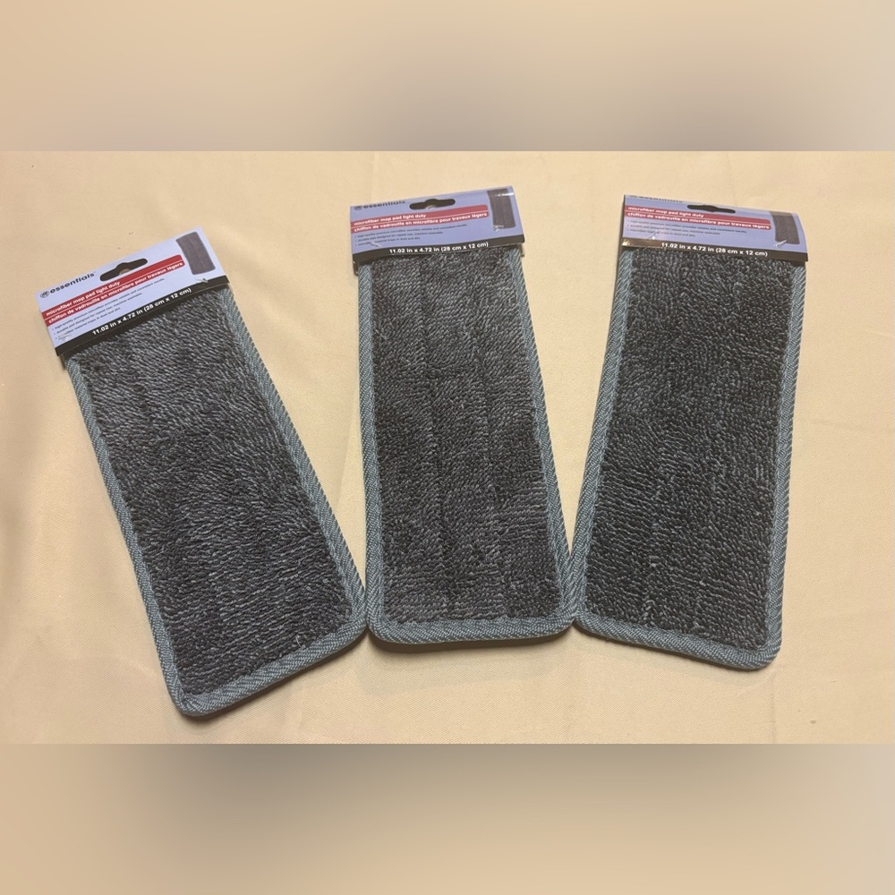 Lot‎ of 3 - Essentials Microfiber Mop Pad - Dark Gray - Light Duty Use